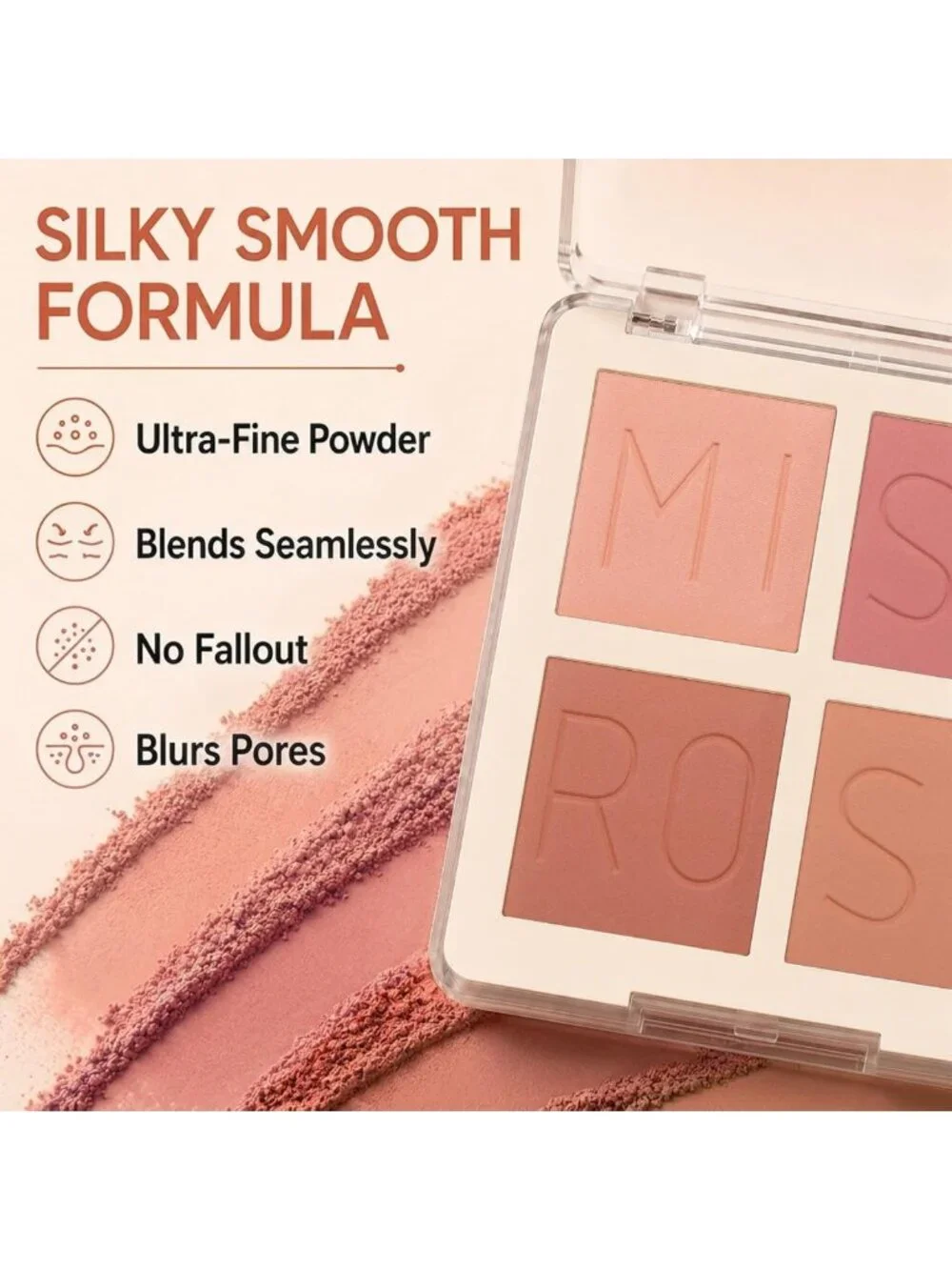 4-Color Matte Blush Palette - Highly Pigmented, Silky Smooth, Long-Lasting Cheek